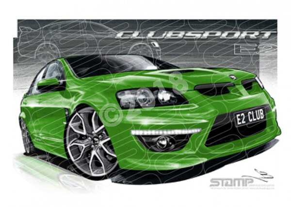 HSV Clubsport E2 VE2 CLUBSPORT ATOMIC GREEN PENTAGONS A1 STRETCHED CANVAS (V218)