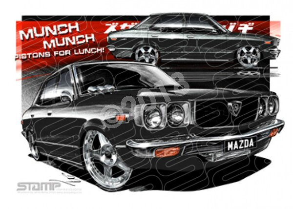Imports Mazda RX3 BLACK A1 STRETCHED CANVAS (S012H)