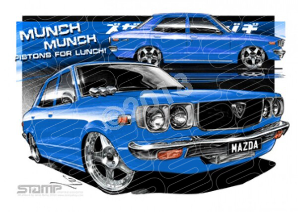 Imports Mazda RX3 BLUE A1 STRETCHED CANVAS (S012F)