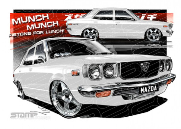 Imports Mazda RX3 WHITE A1 STRETCHED CANVAS (S012A)