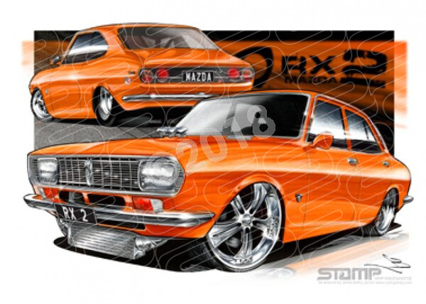 Imports Mazda RX2 ORANGE A1 STRETCHED CANVAS (S010A)