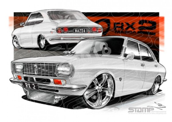 Imports Mazda RX2 WHITE A1 STRETCHED CANVAS (S010B)