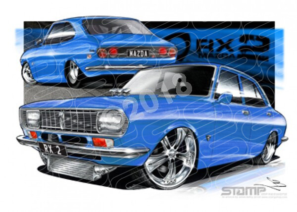 Imports Mazda RX2 BLUE A1 STRETCHED CANVAS (S010E)