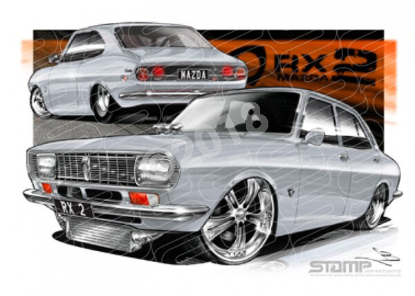 Imports Mazda RX2 SILVER A1 STRETCHED CANVAS (S010F)