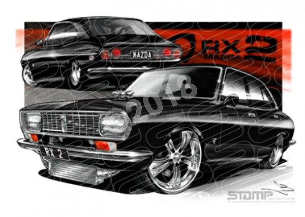 Imports Mazda RX2 BLACK A1 STRETCHED CANVAS (S010H)