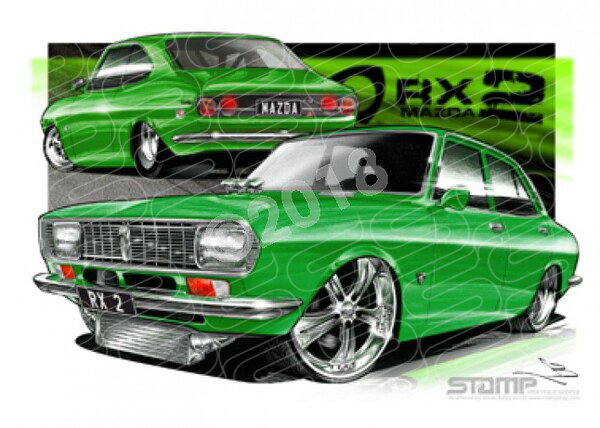 Imports Mazda RX2 GREEN A1 STRETCHED CANVAS (S010I)