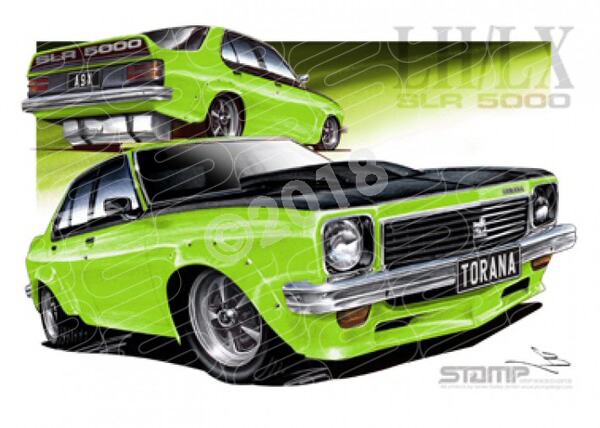 HOLDEN TORANA SLR5000 A9X BARBADOS GREEN A1 STRETCHED CANVAS (HC54H)
