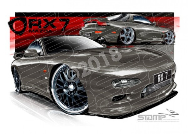 Imports Mazda RX7 GEN 3 GREY A1 STRETCHED CANVAS (S005G)