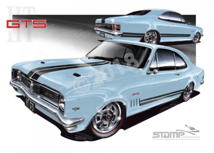 HOLDEN HT GTS MONARO MIRAGE BLUE A1 STRETCHED CANVAS (HC69C)