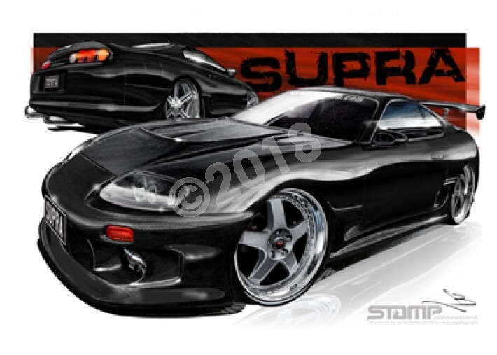 Imports Toyota SUPRA BLACK A1 STRETCHED CANVAS (S002B)