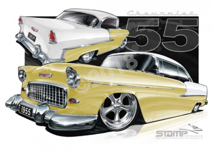 Classic 55 CHEV SHORELINE BEIGE/IVORY A1 STRETCHED CANVAS (C002J)