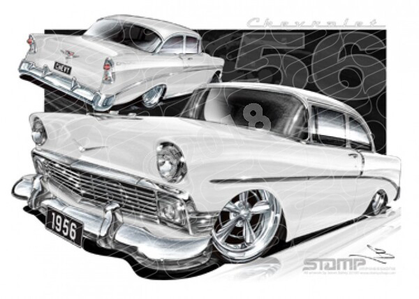 Classic 56 CHEVY IVORY A1 STRETCHED CANVAS (C003E)
