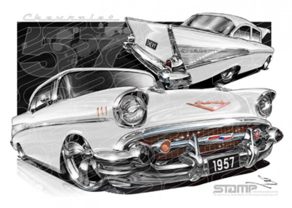 Classic 57 CHEVY IVORY A1 STRETCHED CANVAS (C004Z)