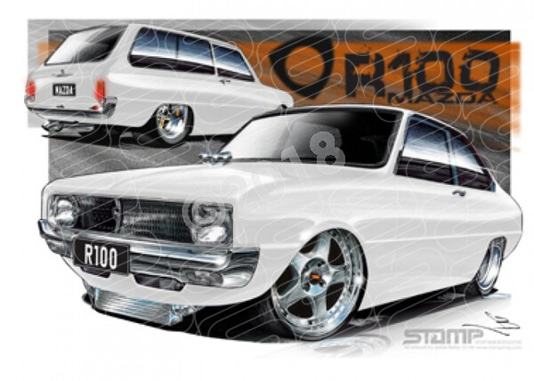 Imports Mazda R100 WHITE A1 STRETCHED CANVAS (S008A)