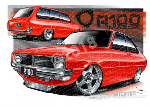 Imports Mazda R100 RED A1 STRETCHED CANVAS (S008C)