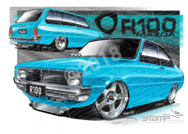 Imports Mazda R100 TURQUOISE A1 STRETCHED CANVAS (S008E)