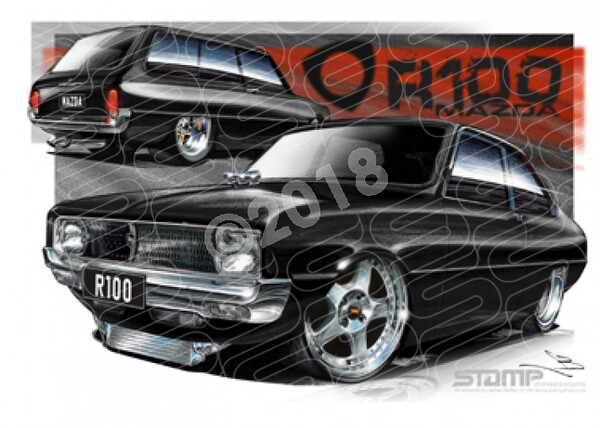 Imports Mazda R100 BLACK A1 STRETCHED CANVAS (S008I)