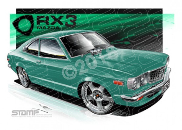 Imports Mazda RX3 CPE GREEN A1 STRETCHED CANVAS (S007F)