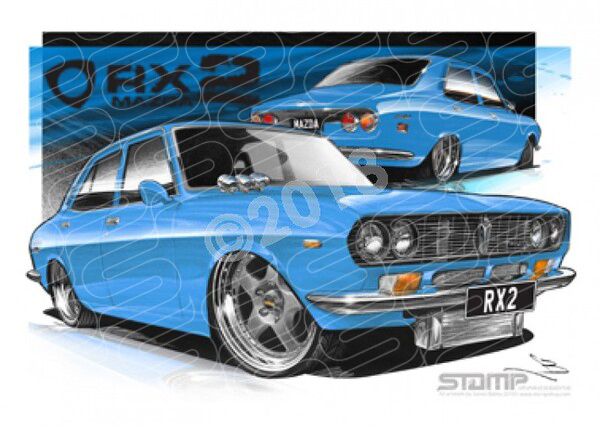 Imports Mazda RX2 BLUE A1 STRETCHED CANVAS (S013D)