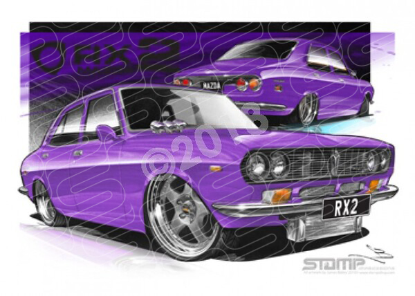 Imports Mazda RX2 PURPLE A1 STRETCHED CANVAS (S013F)