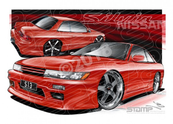 Imports Nissan S13 SILVIA RED A1 STRETCHED CANVAS (S064)