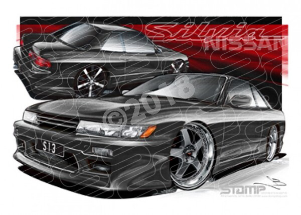 Imports Nissan S13 SILVIA BLACK A1 STRETCHED CANVAS (S066)