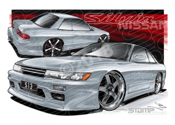 Imports Nissan S13 SILVIA SILVER A1 STRETCHED CANVAS (S067)