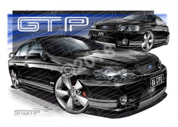 FPV BA MKII GT-P SILHOUETTE WHITE STRIPES A1 STRETCHED CANVAS (FV018)