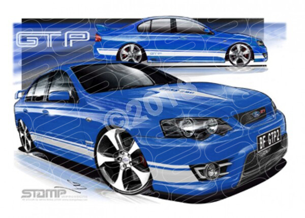FPV BF GT BF GT-P II CONQUER BLUE WHITE STRIPES A1 STRETCHED CANVAS (FV151)