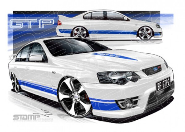 FPV BF GT BF GT-P II WINTER WHITE BLUE STRIPES A1 STRETCHED CANVAS (FV160)