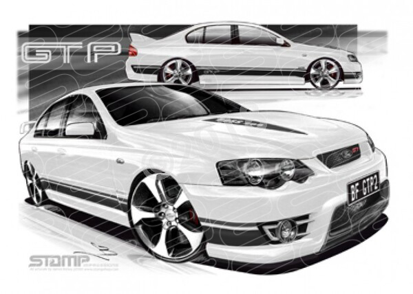 FPV BF GT BF GT-P II WINTER WHITE BLACK STRIPES A1 STRETCHED CANVAS (FV163)