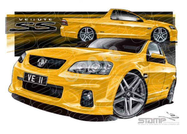 HOLDEN VE II SS UTE HAZZARD YELLOW A1 STRETCHED CANVAS (HC450)