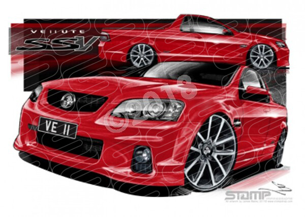 HOLDEN VE II SSV UTE SIZZLE RED A1 STRETCHED CANVAS (HC461)