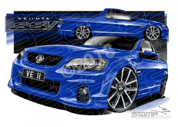 HOLDEN VE II SSV UTE VOODOO BLUE A1 STRETCHED CANVAS (HC462)