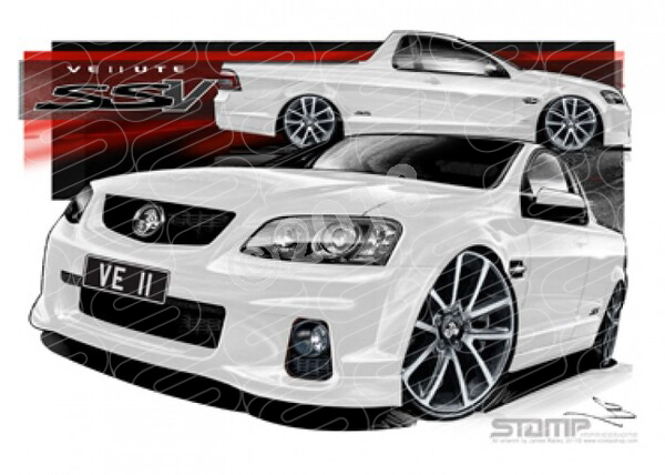 HOLDEN VE II SSV UTE HERON WHITE A1 STRETCHED CANVAS (HC464)