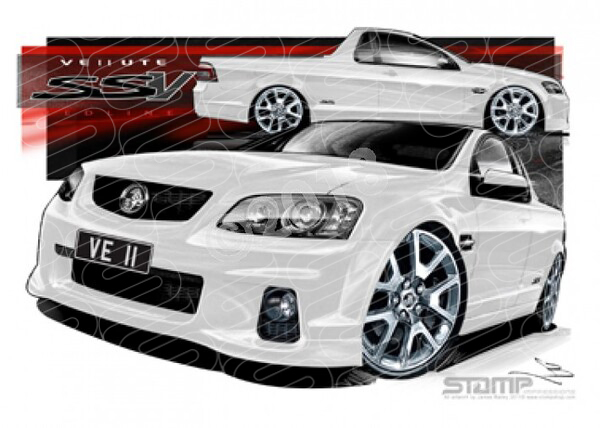 HOLDEN VE II SS V REDLINE UTE HERON WHITE A1 STRETCHED CANVAS (HC474)