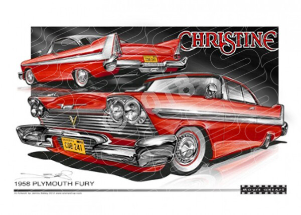CHRISTINE 1958 PLYMOUTH A1 STRETCHED CANVAS (M022)