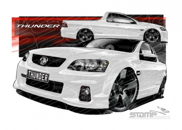 HOLDEN UTE VE II SS THUNDER HERON WHITE A1 STRETCHED CANVAS (HC583)