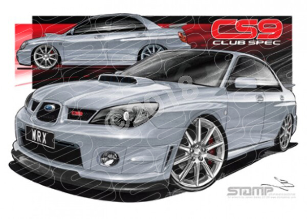 Imports Subaru WRX CS9 CLUB SPEC IMPREZA SILVER A1 STRETCHED CANVAS (S082)