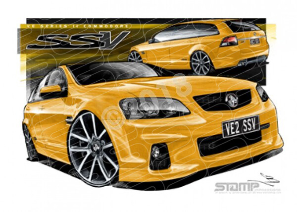 HOLDEN VE II SSV COMMODORE WAGON HAZZARD YELOW A1 STRETCHED CANVAS (HC608)