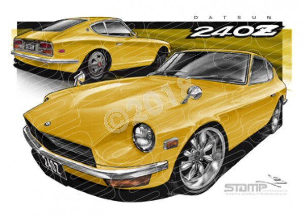 Imports Nissan DATSUN 240Z YELLOW A1 STRETCHED CANVAS (S117)
