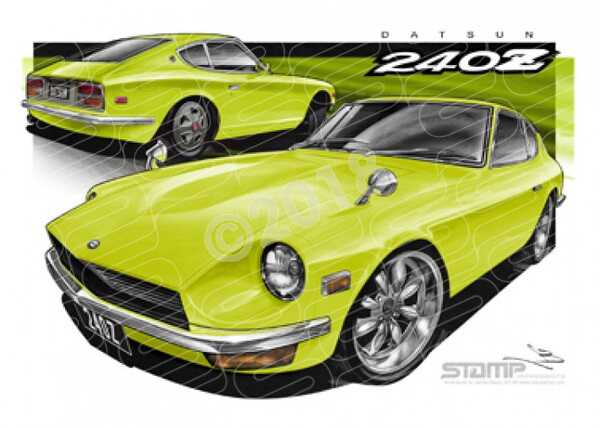 Imports Nissan DATSUN 240Z LIME A1 STRETCHED CANVAS (S120)