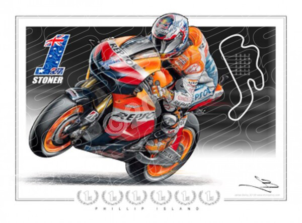 World Champions CASEY STONER 2012 PHILLIP ISLAND 6 WINS A1 STRETCHED CANVAS (W18)