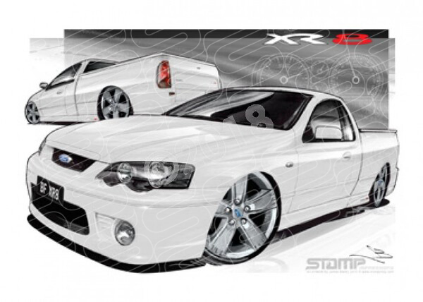 Ute BF XR8 UTE BF XR8 FALCON UTE WINTER WHITE A1 STRETCHED CANVAS (FT182B)