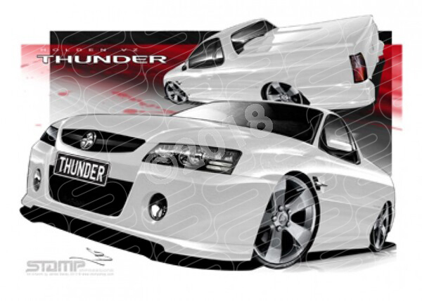 HOLDEN VZ THUNDER SS UTE HERON WHITE A1 STRETCHED CANVAS (HC665)