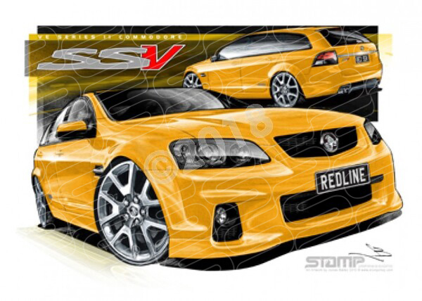 HOLDEN VE II SSV REDLINE COMMODORE WAGON HAZZARD YELLOW A1 STRETCHED CANVAS (HC481)