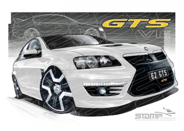 HSV VE II GTS HERON WHITE YELLOW BADGE A1 STRETCHED CANVAS (V188B)