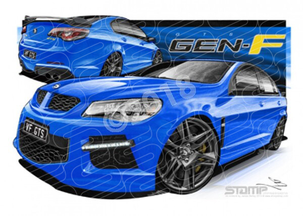 HSV Gts F SERIES F SERIES GTS PERFECT BLUE YELLOW BADGE A1 STRETCHED CANVAS (V404)