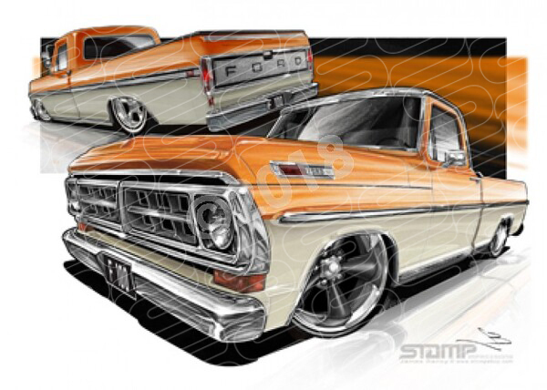 F100 1970 F100 ORANGE OVER CREAM A1 STRETCHED CANVAS (FT500)