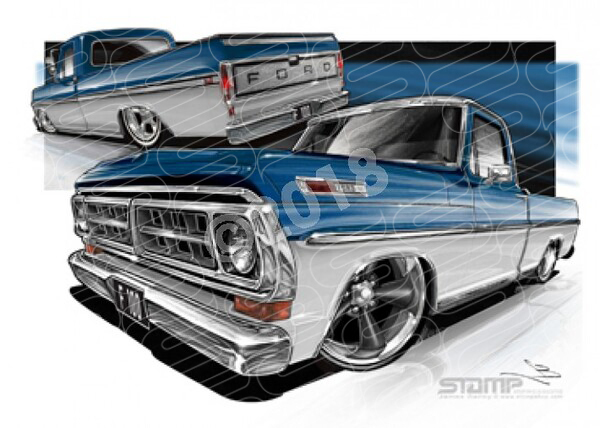 F100 1970 F100 BLUE OVER CREAM A1 STRETCHED CANVAS (FT504)